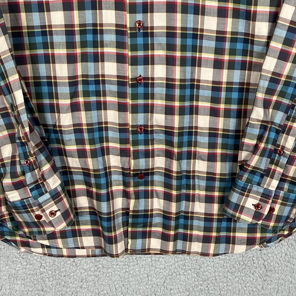 Hammer Made Dress Shirt Mens size 16.5 Multicolor Plaid Flip Cuff Colorful - Picture 5 of 13